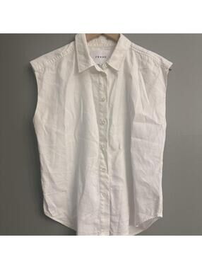 FRAME Women's White Linen Button-Up Shirt Size Medium